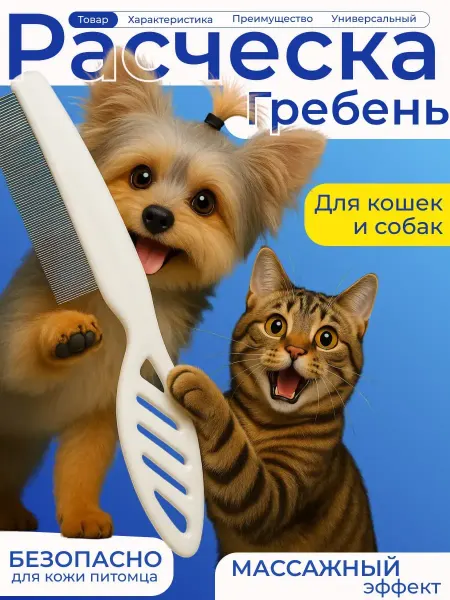 AlsuRedBrand Расческа для кошек и собак, гребень