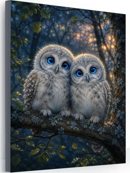 Art-Hobby-Market Картина на стену для интерьера на холсте совы в лесу 40x50