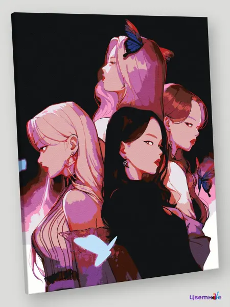 Цветное Картина по номерам BlackPink Блэк Пинк, Раскраска 40x50