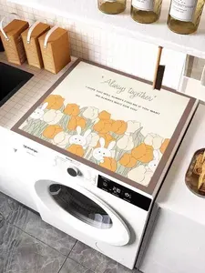 Коврик для ванной и туалета 40x50 см Joy.Yolife Кролики в цветах, противоскользящий, водоотталкивающий, прямоугольный, кожа наппа