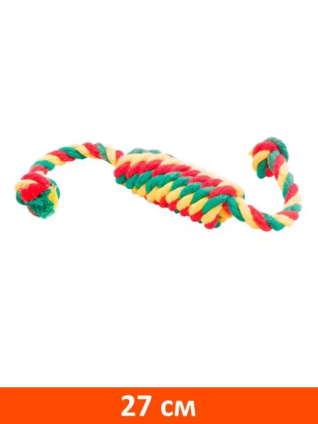 DOGLIKE Игрушка Dental Knot Сарделька канатная собак цветная 27 см