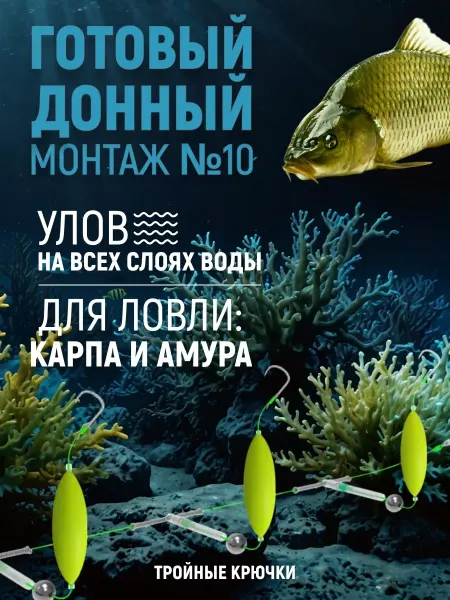 Alpha Готовый донный монтаж №8 (3 крючка)