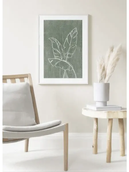 Onllyart Постер 40x50 Зеленое льняное листья