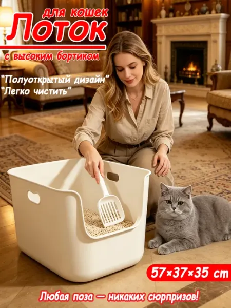 IKEA Лоток для кошек сибирская кошка без сетки с лопаткой 70CM
