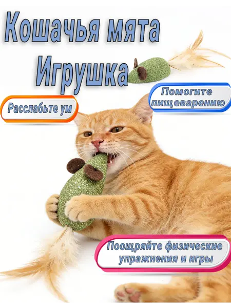 Petlap Игрушка-мышь для кошек с кошачьей мятой и перьями