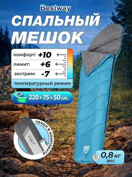 Bestway Спальник туристический одноместный летний кокон 68102