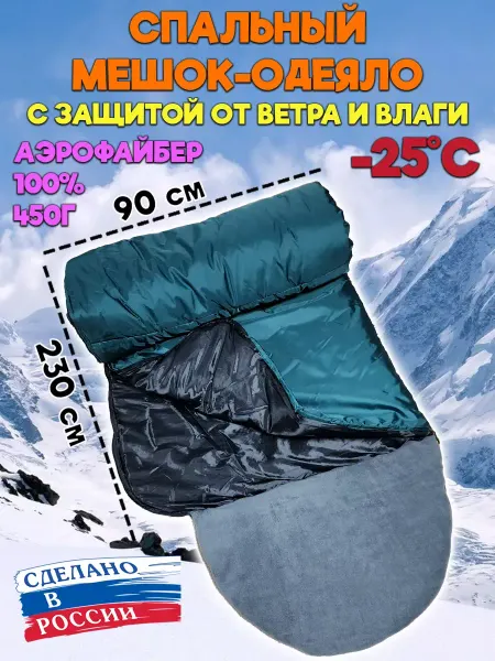 Спальный мешок туристический. Спальник с влаго-ветрозащитой