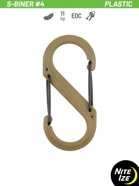 Nite Ize Карабин пластиковый S-Biner #4, коричневый