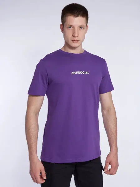 Antisocial We are who we are Футболка фиолетовая с принтом хлопок однотонная спортивная