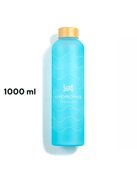 Hydroniq Бутылка для воды спортивная Matt Azur, стеклянная 1000 мл