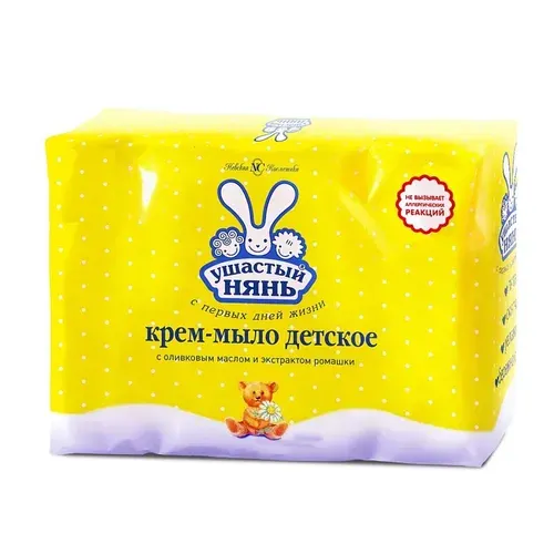 Крем-мыло детское Ушастый нянь, с оливковым маслом и экстрактом ромашки, 4х100г