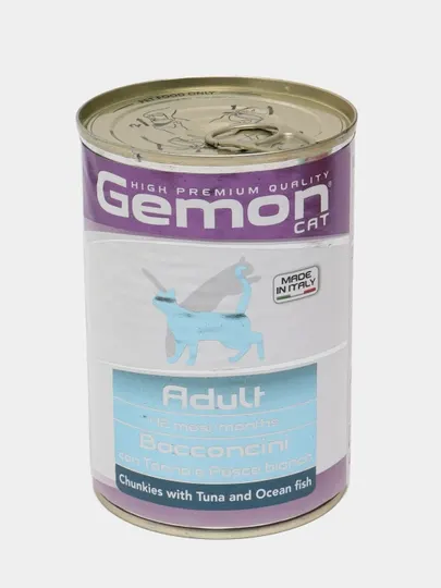 Консервированный корм для кошек Gemon Adult, с тунцом и морской рыбой, 415 г