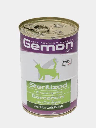 Консервированный корм Gemon Sterelized кусочки кролика, 415 г