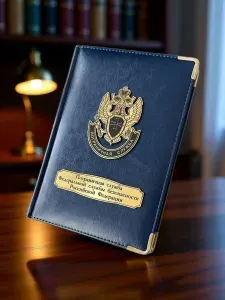 Ежедневник кожаный полудатированный, 416 стр А5, символика Пограничная служба