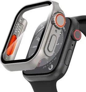 Защитное стекло с бампером Apple Watch S7/S8/S9 41mm в стиле Watch Ultra Titan