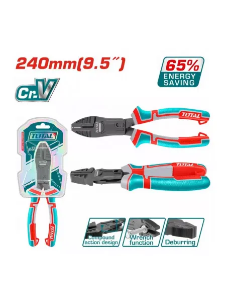 TOTAL tools Плоскогубцы (пассатижи) 240 мм сложного действия