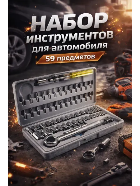 Тундра Набор инструментов для автомобиля 59 предметов