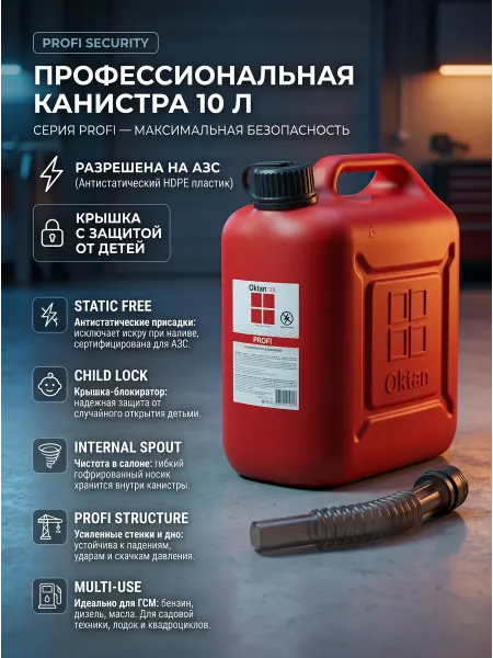 Oktan Канистра для бензина 10 л пластиковая
