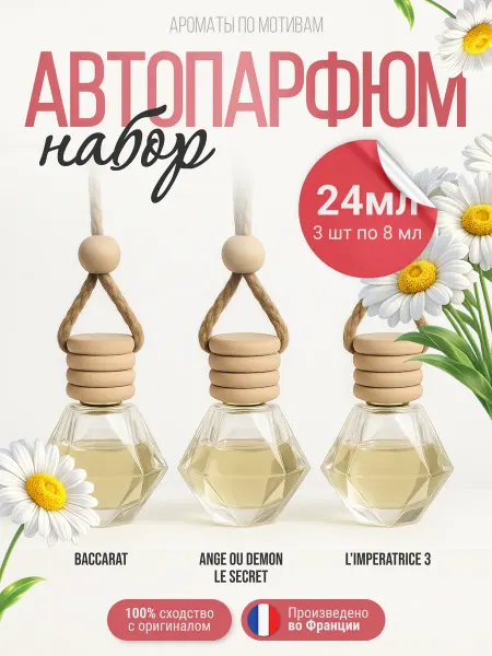 PdParis Ароматизатор в машину, автопарфюм пахучка в авто, 3шт по 8мл