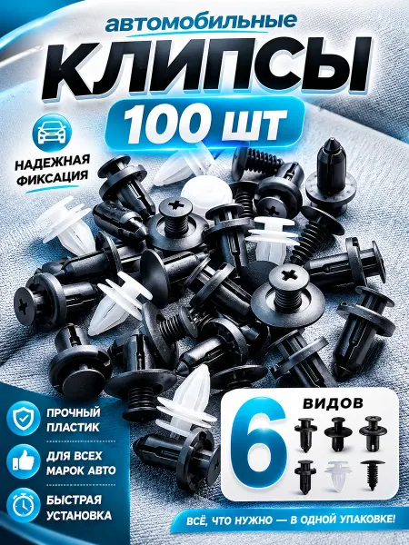 Клипсы автомобильные набор 100 штук