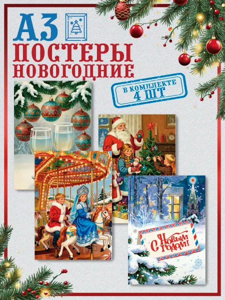 Новогодняя_лавка Плакаты ретро, постеры новогодние А3 "С Новым Годом 2026"