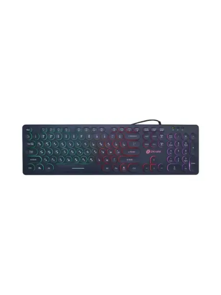 OKLICK Клавиатура 420MRL черный USB slim Multimedia LED