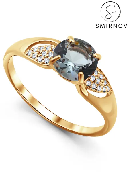 SMIRNOVGLOSS jewels Кольцо с камнем бижутерия с позолотой