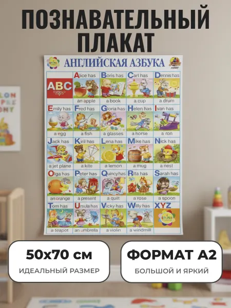 ЛИНГ Плакат А2. Английская азбука Уроки Эрни