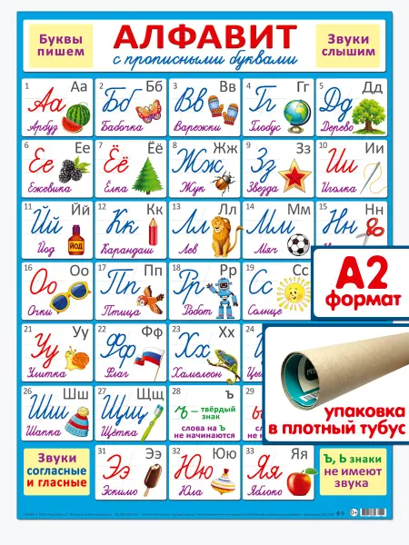 Мир открыток Плакат Алфавит с прописными буквами А2
