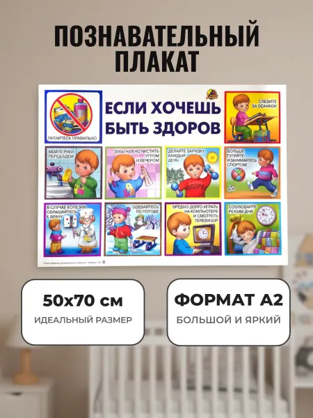 ЛИНГ Развивающий плакат А2. Если хочешь быть здоровым