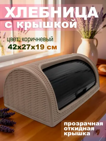 DDSTYLE Хлебница пластиковая с прозрачной крышкой 42х27х19 см, белая