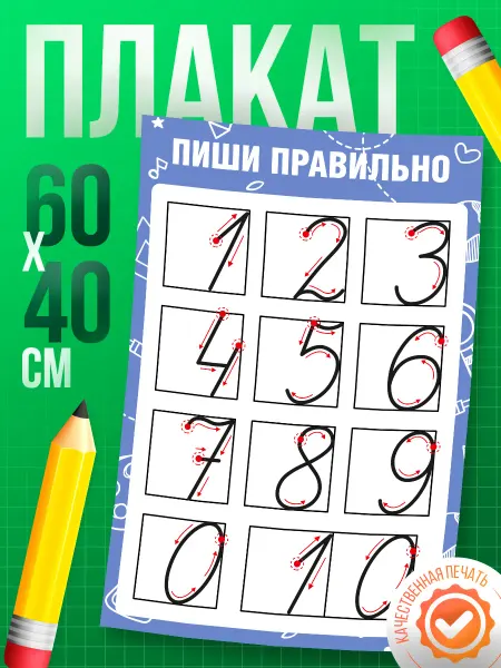 Арт Стенды Плакат, Пиши правильно, На стену, Для детей, Обучающий