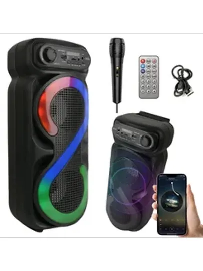 ZQS 4290.4270.6227.6223 портативная Bluetooth колонка с микрофоном и яркой светодиодной подсветкой