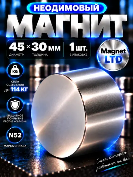 Magnet LTD Неодимовый магнит 45х30 мм N52, мощный, бытовой