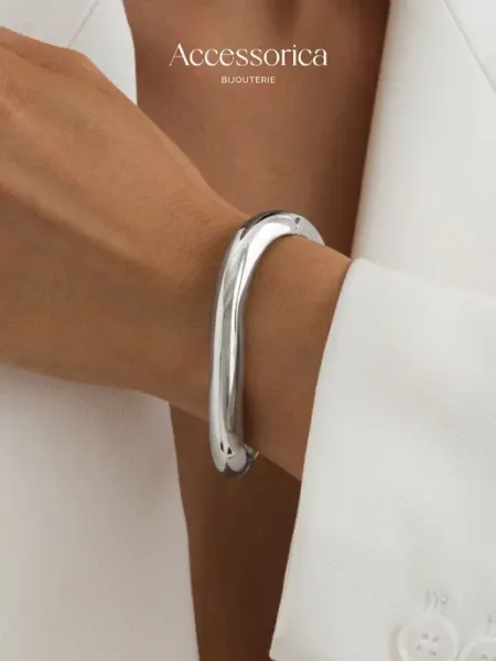 Аксессорика Браслет кафф бижутерия на руку мятый металл Accessorica