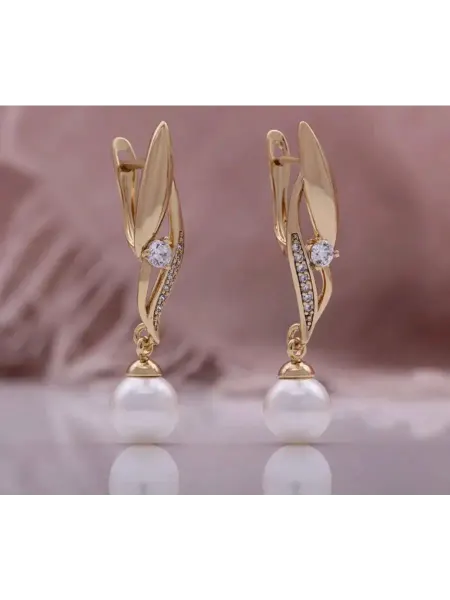 Allodi Jewelry серьги с жемчугом бижутерия с камнями под золото длинные