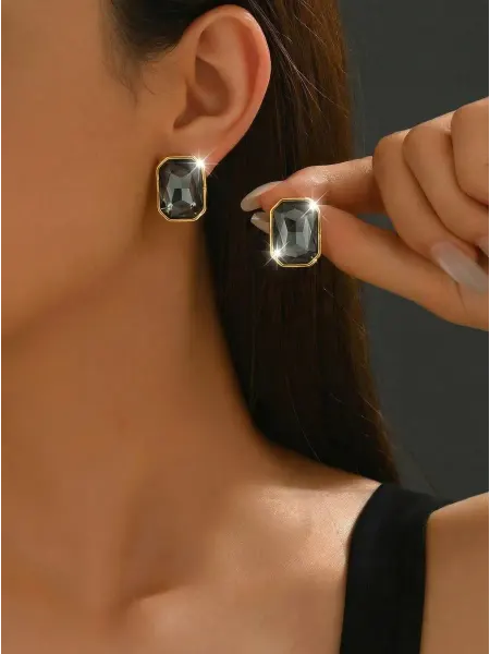IMAKESTORE Массивные серьги с камнем под золото бижутерия