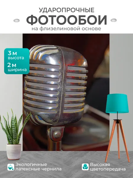 LotsPrints Фотообои "Старый микрофон, винтаж, ретро" 2x3м