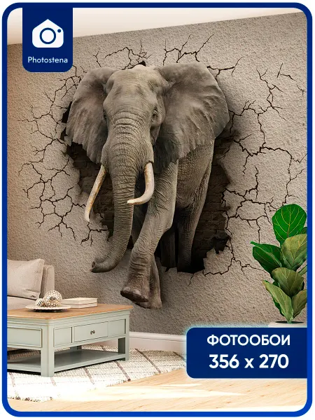 Photostena Фотообои флизелиновые 3D Слон