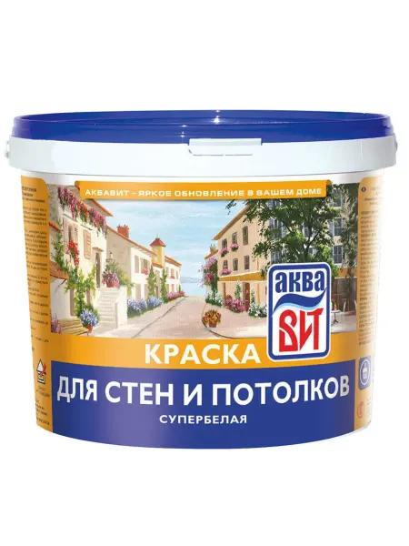 Аква ВИТ Краска для стен и потолков супербелая без запаха 2,5 кг