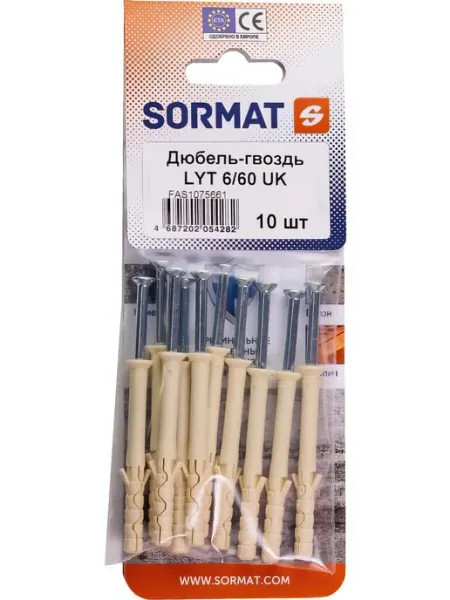 Дюбель-гвоздь SORMAT LYT 6 60 UK KP нейлон 10 шт