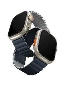 Ремешок UNIQ Revix для смарт часов Apple Watch 44 45 46 49 мм двухсторонний силиконовый магнитный, темно-синий серый