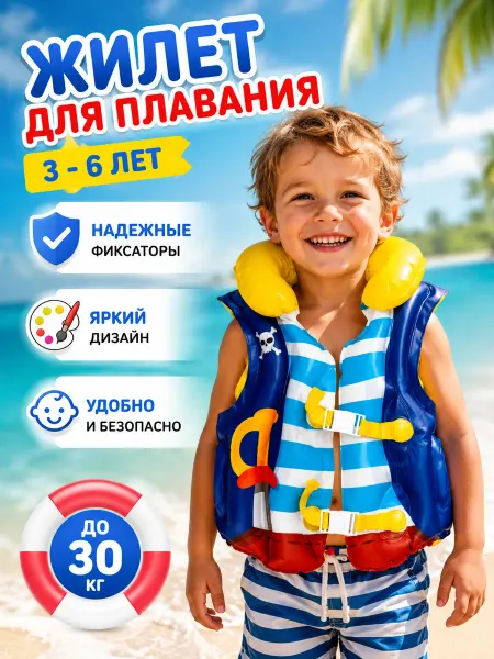 Play Market Жилет для плавания надувной детский 46*44 см