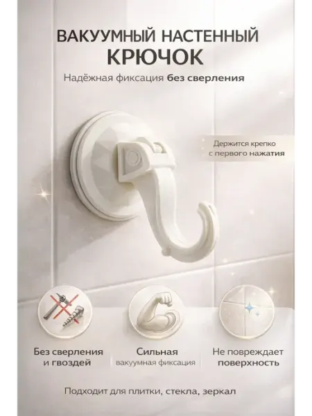 Бемка55 Самоклеящийся крючок на вакуумной присоске