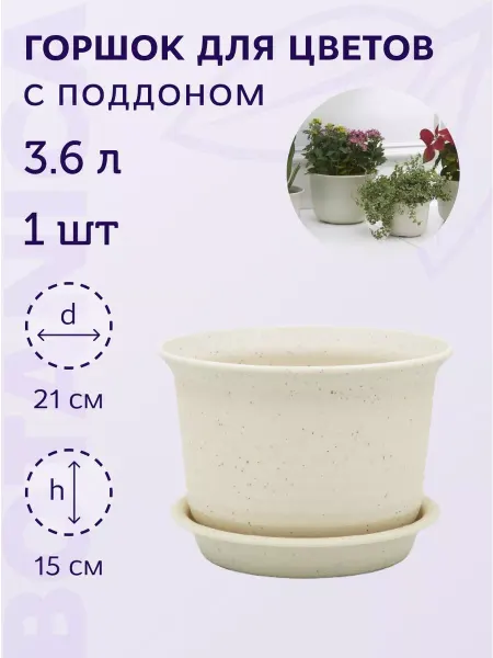 Botanica. Кашпо для цветов комнатных пластиковое с поддоном
