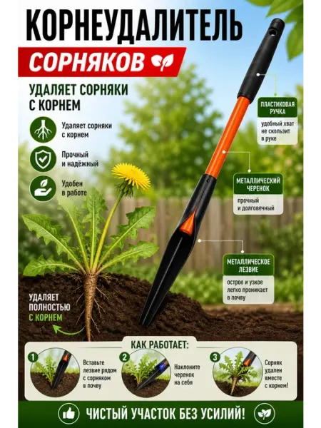 Дачка Корнеудалитель сорняков ручной стальной 53см