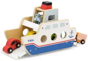 Игровой набор Viga Toys Транспортный Паром с фигурками и машинками, 44684
