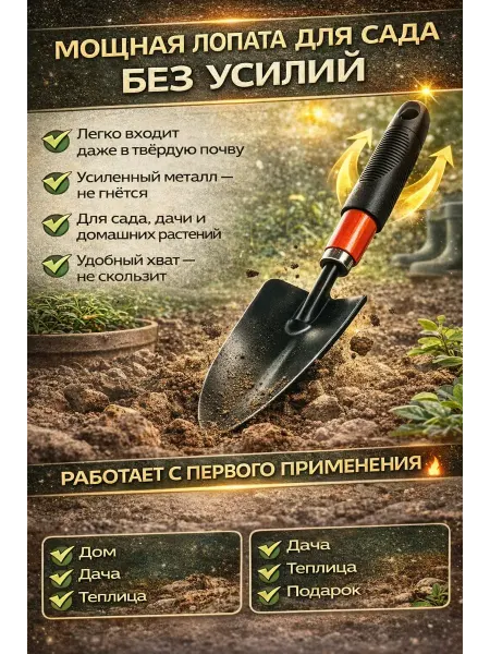 Шаш01 Лопатка садовая ручная прочная для посадки