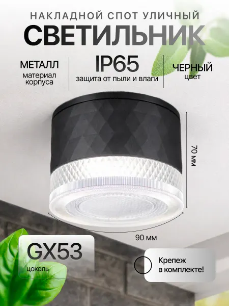 General Lighting Systems Уличный потолочный светильник накладной черный 220в IP65