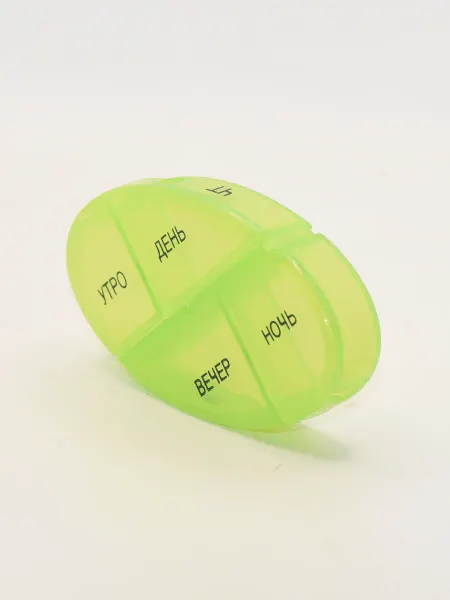 1000 Каталог Таблетница зеленая 4 отсека 9x5cm